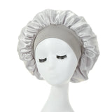 2PCS Milk Imitation Silk Wide Brim Satin Cloth Women's Hair Hat Bonnet Elastic Band Headwear bonnets for women
