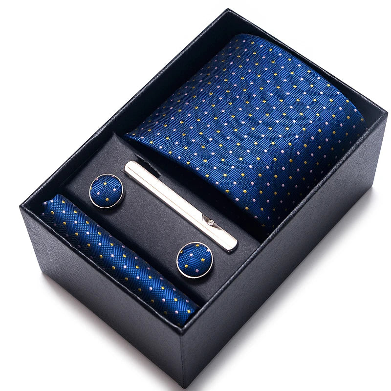 Tie For Men Brand New Style Wedding Gift Tie Pocket Squares Set Necktie Box Men Black Suit Accessories