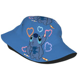 Unisex Kawaii Bucket Hats Funny Stitch Cartoon Accessories Bob Hat For Beach Headwear Lightweight