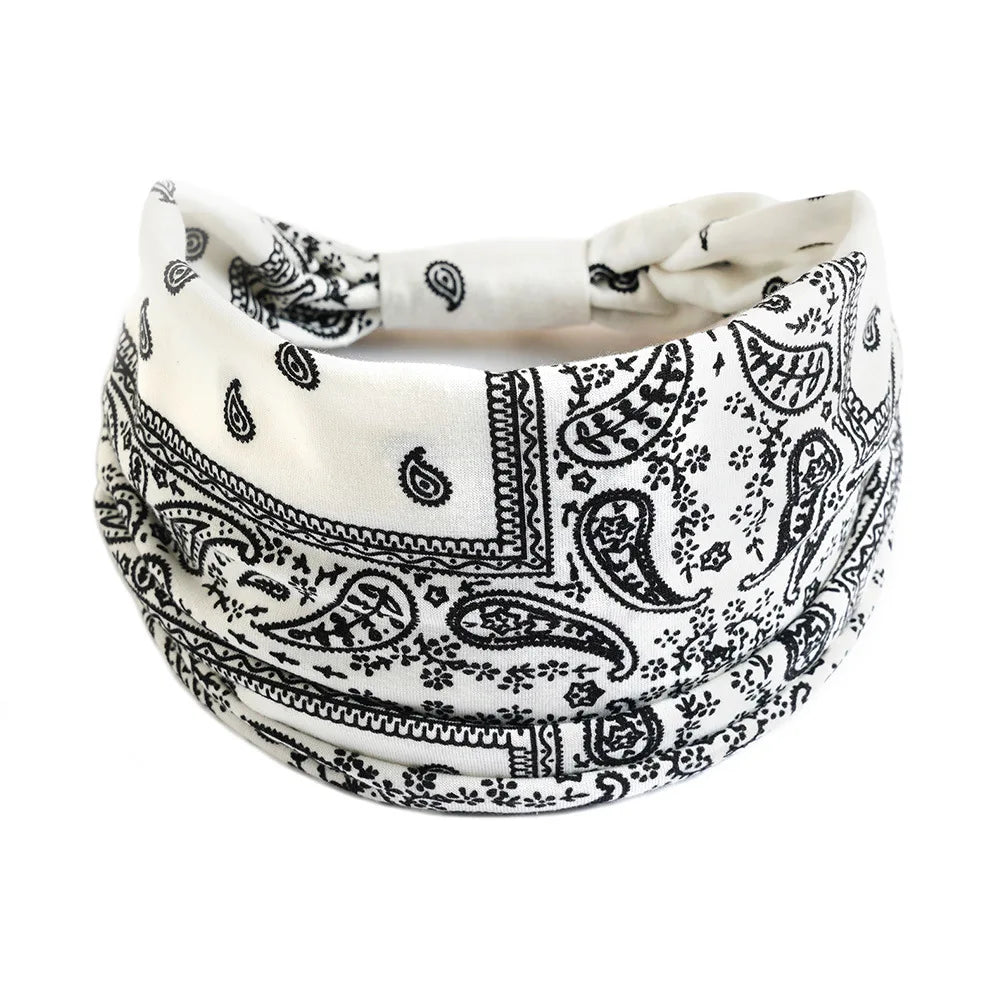 Bohemian Wide Cotton Stretch Headbands Women Headwrap Turban Headwear Bandage Hairbands Bandana Wide Headbands Hair Accessories