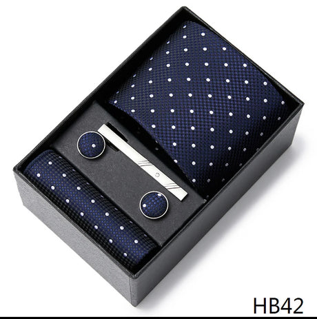 2023 New Style Wedding Gift Tie Pocket Squares Set Necktie Box Men Solid Black Suit Accessories Fit Wedding