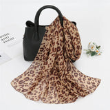 Spain Fashion Sexy Leopard Floral Patchwork Chiffon Silk Scarf Shawl Lady High Quality Wrap Beach Cover-ups Hijab Snood 150*50Cm