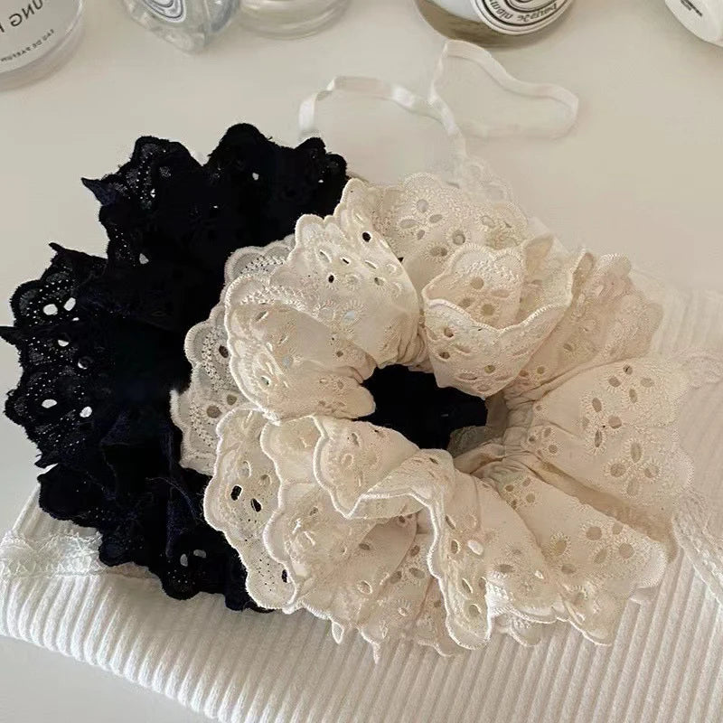Oversized Lace Hair Scrunchie Elastic Ponytail Holder Elastic Hair Accessories