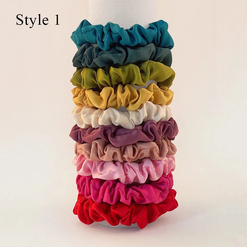 10pcs/pack Solid Color Elastics Hair Ties For Women Thick Hair Soft No Hurt Hair Ponytail Holder Hair Rope Hair Accessories Hot