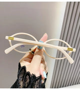 Elliptical Artistic Style Myopia Glasses Retro Small Frame Flat Lenses Ultra Light Finished Near Sight Eyewear Fashion Goggles
