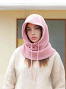 A Women Winter Beanie Hats One-Piece Knit Balaclavas Mask  Neck Circle Scarf Ski Snow Hat