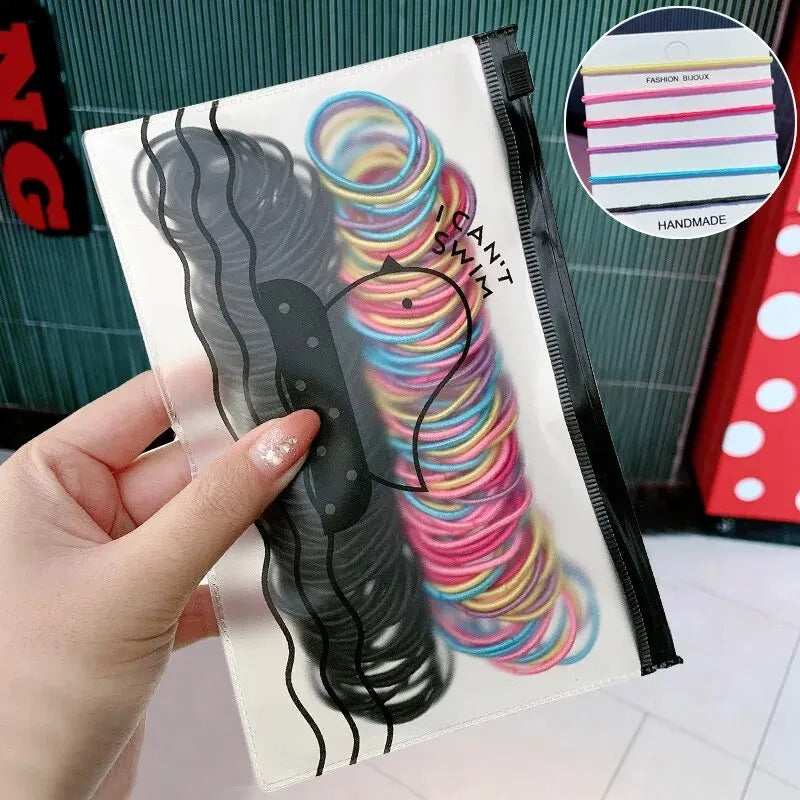100Pcs/Set Girls Elastic Hair Bands Girls Hair Accessories 2.5cm Colorful Rubber Band Children Ponytail Holder Kids Hair Ties