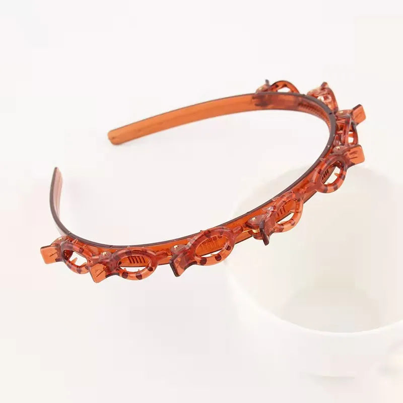 New Double Band Headbands for Women Hairstyle Fashion Non-Slip Hair Bands with Clips Bezel Hair Hoop Hair Headwear