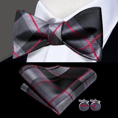 Dropshipping Jacquard Silk Mens Self Bow Tie Hanky Cufflinks Set Male Butterfly Knot Bowtie Wholesale for Male Wedding Business