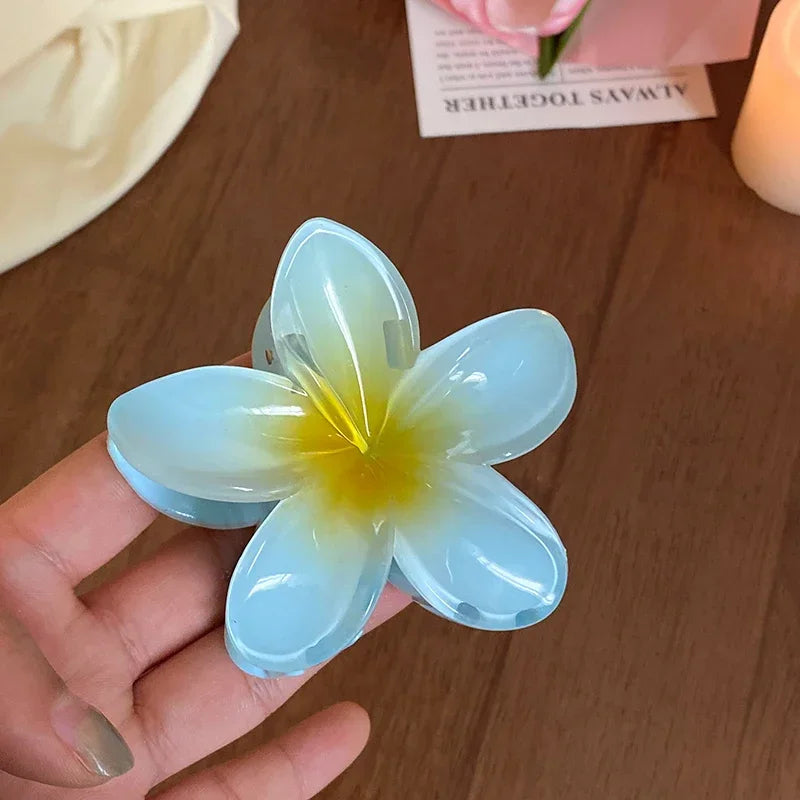 Hot Bohemia Gradient Colorful Acrylic Egg Flowers Hair Claw Clips For Women Beach Forest Style Sweet Headwear New Accessories