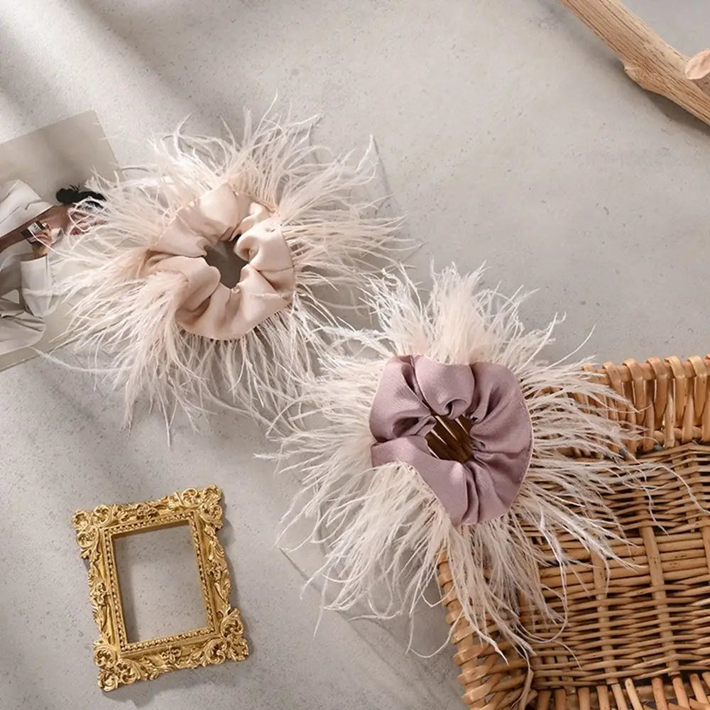 Elastic Head Rope Head Rope Women Hair Accessories Satin Hair Ring Female Hair Ties Feather Hair Rope Korean Style Scrunchies