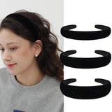 3 Pcs Black Velvet Padded Headbands for Women, Soft Simple Headband for Girls and Teens, Plain No Teeth Thick Hoops Hair Accesso