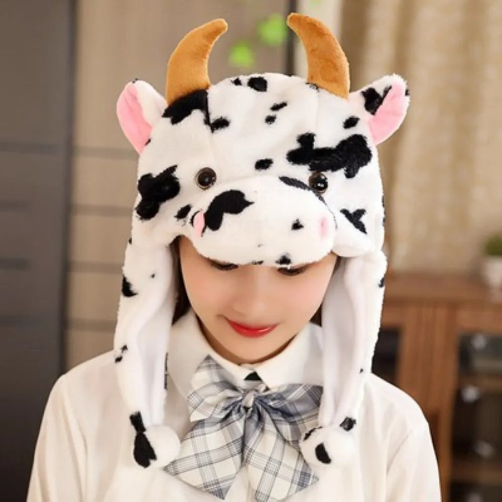 Cute Cosplay Costume Green Headgear Female Beanie Caps Cartoon Winter Autumn Hats Plush Hat Big Frog Eyes Hat Rabbit Bunny Ears