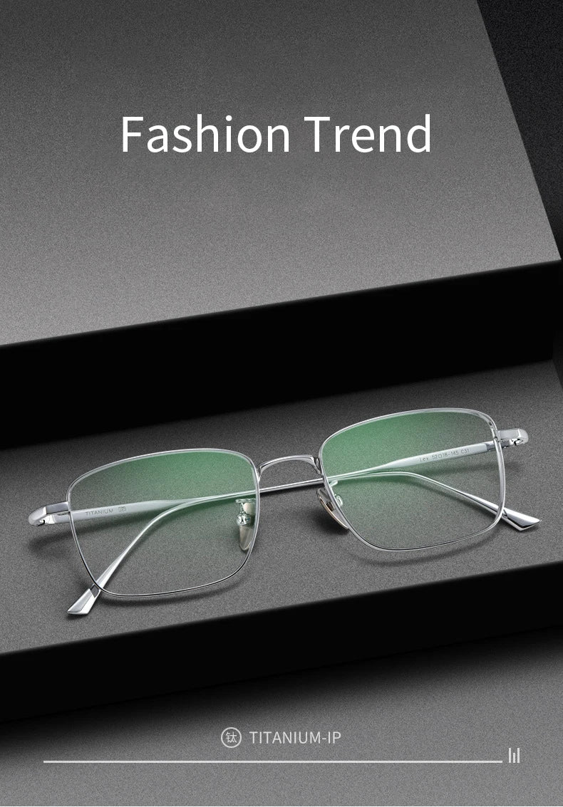 Xbora Men's Ultra-Light Pure Titanium Glasses Frame Business Square Flexible Optical Women's Prescription Eyelasses 1908