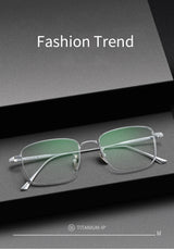 Xbora Men's Ultra-Light Pure Titanium Glasses Frame Business Square Flexible Optical Women's Prescription Eyelasses 1908