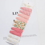 10Pcs/Lot Ins 6cm Flower Print Cotton Alloy Hair Bow Snap Clips Set Fabric Plaid Bobby Hairpins Hairgrips Girls Kids Headwear