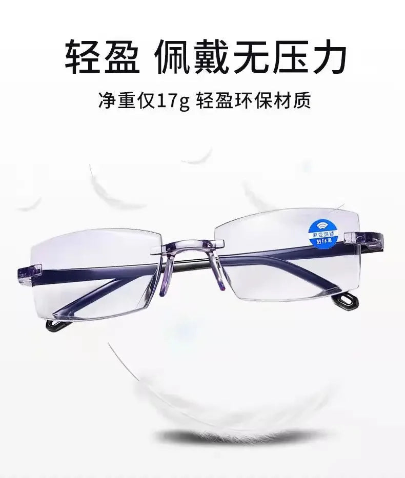 Luxury Blue Light Blocking Reading Glasses Women Men Cutting Frame Presbyopia Eyeglasses HD Lens Farsighted Prescription Eyewear