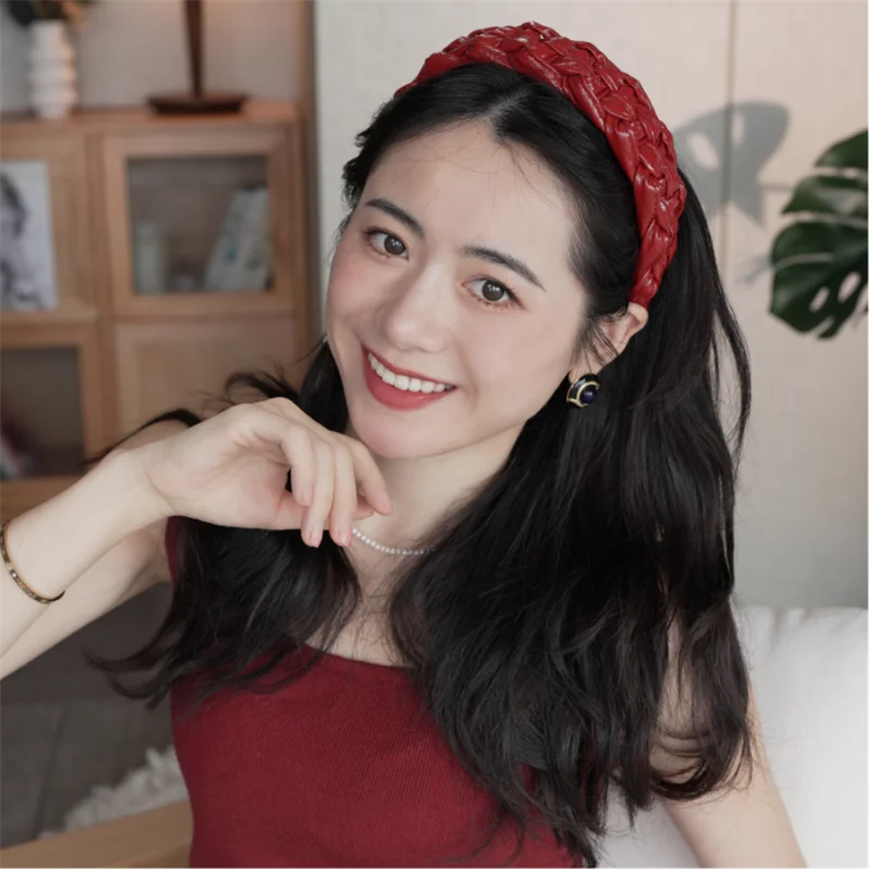4.5-5CM Stunning Wide Women Headpiece Satin Cloth Braided Headbands for Woman Ladies Daily Shopping Party Head Hoop Accessories