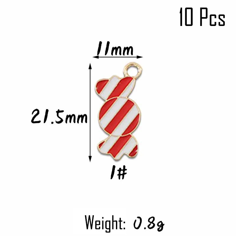 XIYAWANG 10Pcs Christmas Tree Decoration Christmas Candy Cane Lollipops Red and White Candy Pendants Home Decor New Year Navidad