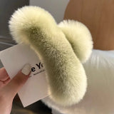 Muweordy New Oversized Faux Fur Big Crab Hair Clip for Girls Rabbit Hair Claw Clips Cute Plush Ponytail Women's Hair Barrettes