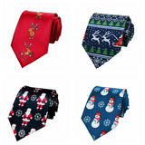 HUISHI 8cm Men's Christmas Tie High-density Blue Green Christmas Tree Elk Snowman Printed Neckties Celebration Party Anime Ties