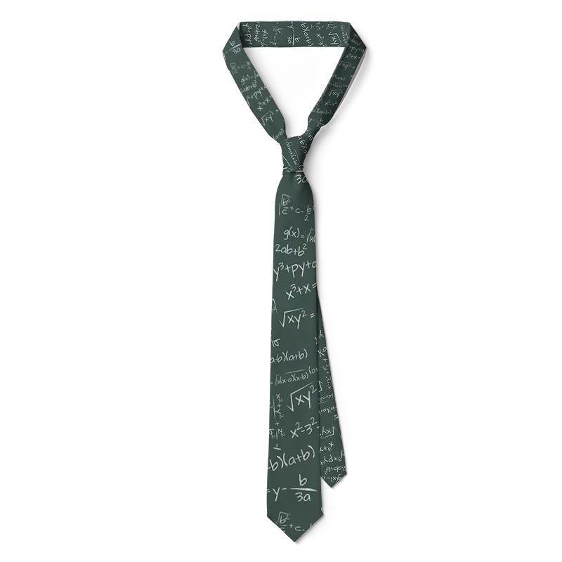 Mathematical Equation Printed Tie Men's Fashion all-Match Personality Casual Necktie 8 Cm Wide Tie Wedding Party Accessories