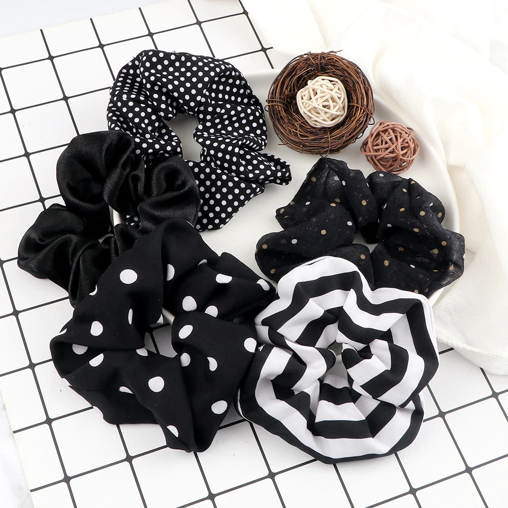 3/5PCS Black White Elastic Hair Bands for Girls Simple Basic Headband Women Rubber Band Hair Accessories Holder Scrunchies Gifts