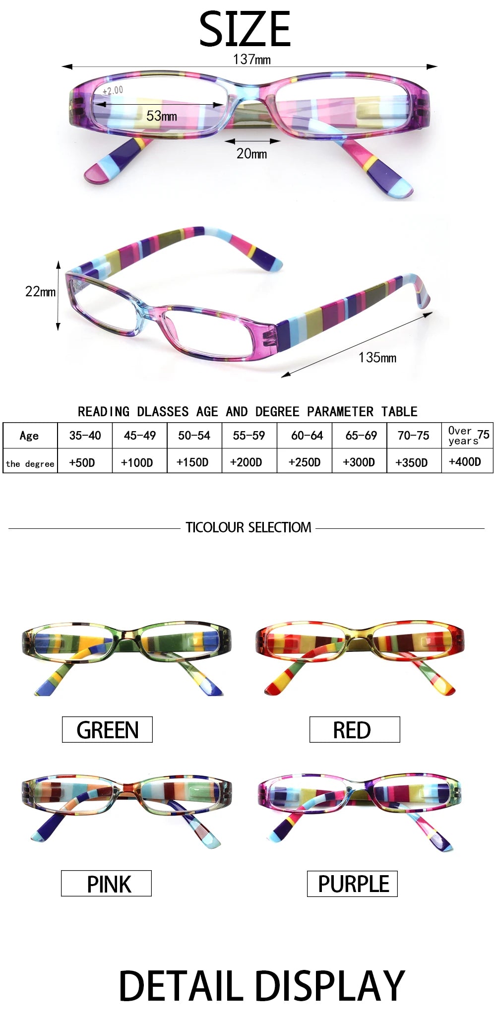 Blue Light Blocking Reading Glasses Spring Hinged Women with Striped Flower Frame Computer Goggle Reader Eyeglasses 0~+4.0