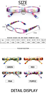 Blue Light Blocking Reading Glasses Spring Hinged Women with Striped Flower Frame Computer Goggle Reader Eyeglasses 0~+4.0