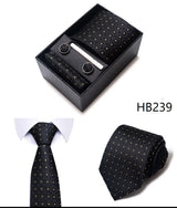 Tie For Men Brand New Style Wedding Gift Tie Pocket Squares Set Necktie Box Men Black Suit Accessories