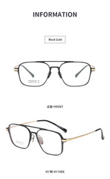 Light Pure Titanium Frames Retro Polygon Spectacle Pilot Ultra Double Bridge Customized Optical Prescription Eyeglasses Man