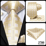 Hi-Tie Designer Grey Plaid Novelty Silk Wedding Tie For Men Handky Cufflink Gift Mens Necktie Fashion Business Party Dropshiping