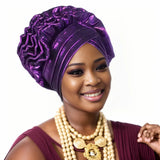 Fashion Women Elastic Ruffle African Turban Cap Lady Head Wraps Nigeria Wedding Auto Gele Headtie Party Headgear Headwear Hat
