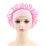 Women's Satin Solid Elastic Wide-brimmed Sleeping Hat Unisex Head Wrap Elastic Band Cap Hair Care Bonnet Night Hat bonnet