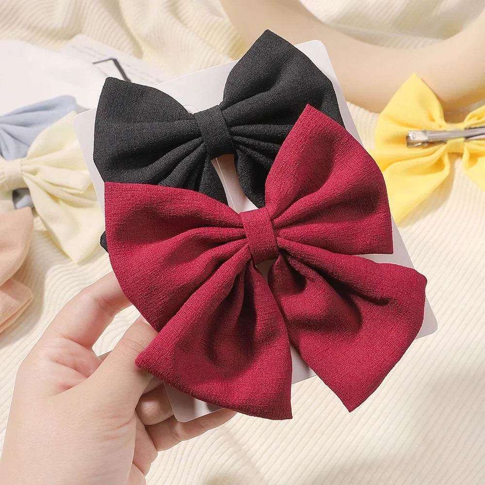 2pcs/set 4.5" Cheer Bow Hair Clip for Kids Lovely Grosgrain Ribbon Hairgripes Girls Delicate Bowknot HairPins Baby Headwear Set