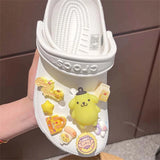 New Sanrio Kuromi LED Shoes Accessories Cartoon Peripheral Cinnamoroll Melody Pompompurin Charm Buckle Charms Kids Gift