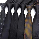 Luxury Slim Narrow Skinny 6CM Mens Necktie Neck Ties For Man Black Solid Dot Striped Jacquard Cravat Business Party Corbatas