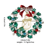Christmas Wreath Collection Enamel Crystal Brooches With Candy Canes Bells Santa Claus Reindeer Snowman Snowflake Tree Drop