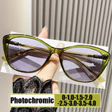 2025 Blue Light Blocking Myopia Glasses Women Men's Cat Eye Frame Photochromic Eyewear Minus Diopter Short-sight Eyeglasses