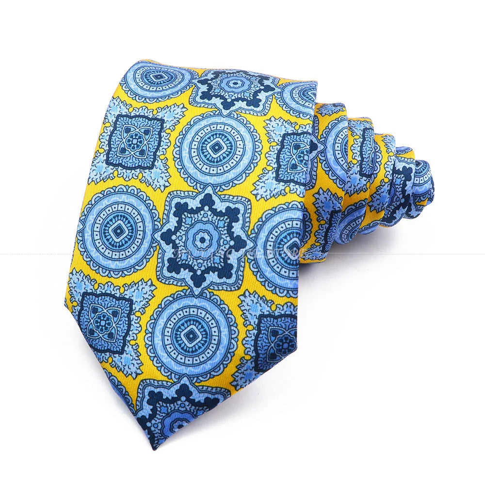 Luxury Men's 7cm Thin Printed Silk Tie Formal Leisure Office Necktie Suit Shirt Classic Accessories Wedding Party Gifts