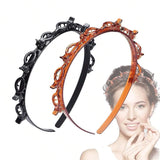New Double Band Headbands for Women Hairstyle Fashion Non-Slip Hair Bands with Clips Bezel Hair Hoop Hair Headwear