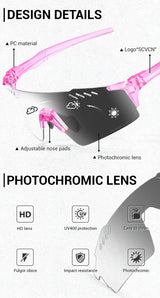 SCVCN UV400 Photochromic Cycling Glasss Sports Running Sunglasses Men Outdoor Drving Bicycle Goggles MTB Eyewear 1 Lens