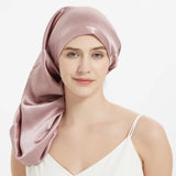 100% Mulberry Silk Sleep Cap for Long & Curly Hair Nightcap with Adjustable Hair Wrap for Woman