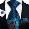 Men Tie Orange Paisley Luxury Silk Polyester Wedding Prom 8cm Necktie Set Pocket Square Cufflinks Gift for Husband Men Accessory