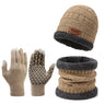 3pcs/Set Warm Plush Lined Knit Beanie, Scarf & Gloves Set, Winter Accessories