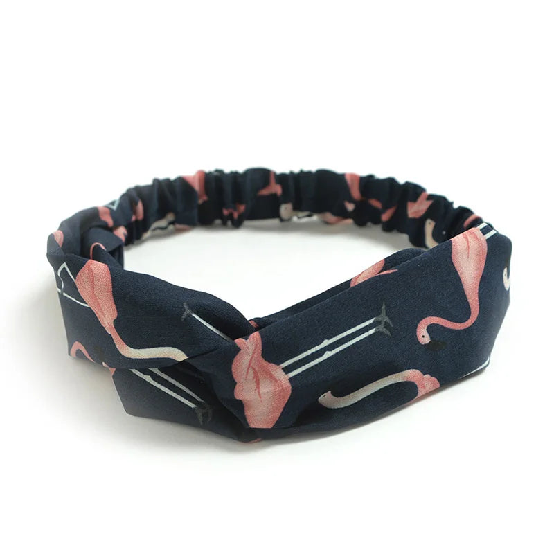 Fashion WomenFloral Headband Hair Accessories Leopard Cross Knotted Bow Chiffon Hair Band Girls Headdress Ladies Hoop Headwear