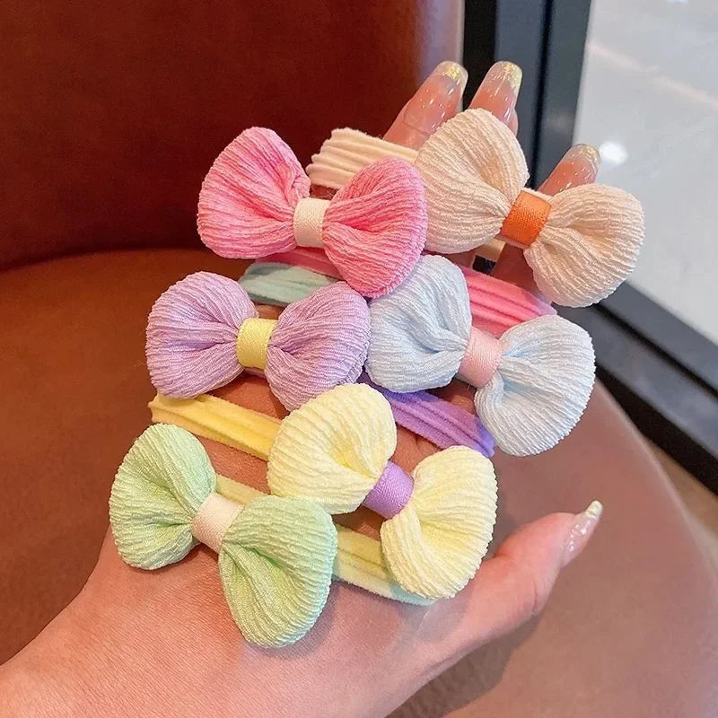 New 6Pcs/Set Children Headbands Flower Hair Ring Sweet Cute Ponytail Hair Band Little Girl Braided Towel Ring Hair Accessories
