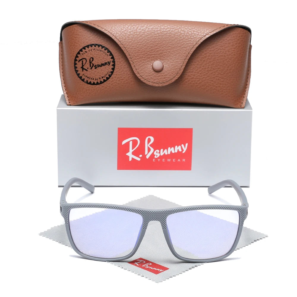 RBsunny Blue Light Blocking Glasses Men Computer Gaming Glasses Anti Eyestrain UV400 Clear Lens Eye Protection Rectangle Frame