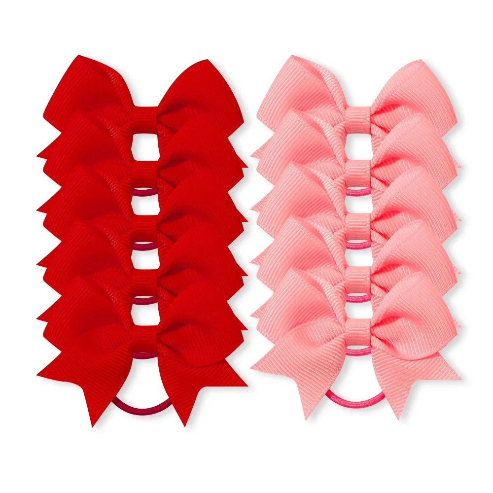 10Pcs/lot Grosgrain Ribbon Pigtail Hair Bows Elastic Hair Ties Hair Bands Holders Girls Baby Hair Accessories for Baby Infants