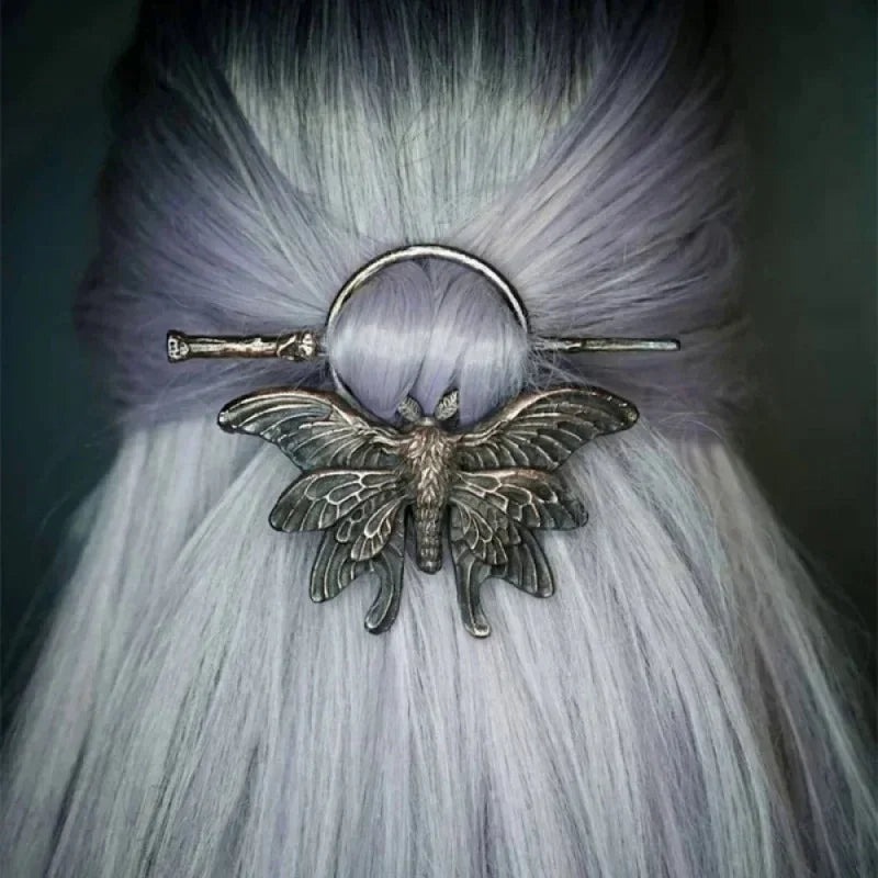 New Exquisite Fashion Retro Viking Witch Cane Crescent Hair Clip Metal Hair Accessories Women'S Jewelry Accessories Wholesale